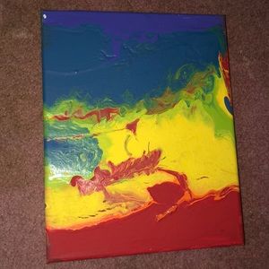 Rainbow acrylic poured painting